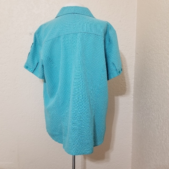 Dressbarn button down aqua size 1x shirt - Picture 5 of 11